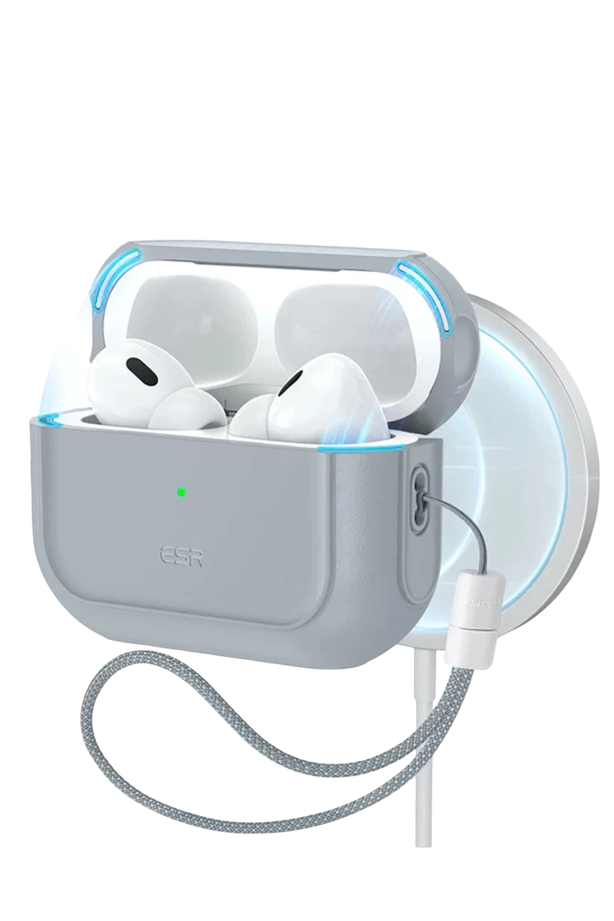 ESR Apple Airpods Pro 2 (2.Nesil) Orbit Hybrid Magsafe Şarj Destekli Kılıf - Titan Gri